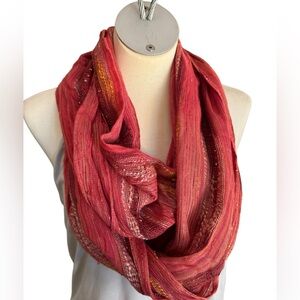 Collection 18 Orange Red Yellow Shimmer Infinity Scarf